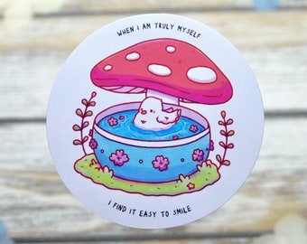 Cute Duck Sticker | Cottage Core Sticker | Cute Mushroom Sticker | Blossom the Duck | Duckie Pond | Large Sticker
