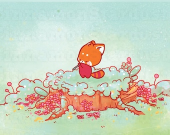 Red Panda Art Print | Kawaii Art Print | Kawaii Illustration | Cute Illustration | Cute | Kawaii | Wall Art | Cute Art Prints | Piper