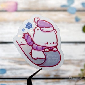 Partially Holographic Sticker | Cute Bear Sticker | Cute Polar Bear Sticker | Nanuk the Polar Bear | Large Sticker  | Christmas Sticker