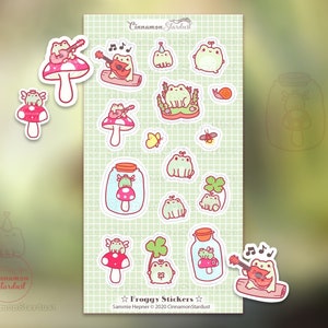 Cute Waterproof Matte Froggy Sticker Sheet