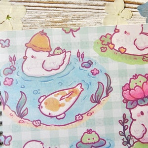 8.5x6 Sticker Book | Reusable Sticker Book | Sticker Collecting Book | Cute Small Sticker Book | Blossom the Duck | Sprout the Frog