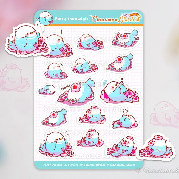 Parry the Budgie | Bird Stickers | Budgie Stickers | Budgie | Budgie Sticker | Bird Sticker | Budgie Sticker Sheet