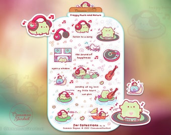 Froggy Music and Nature | Frog | Frog Sticker | Cute Frog Sticker Sheet | Jar Collections