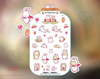 Glitter Textured | Cute Froggy and Rabbit Sticker Sheet | Ribbit ... Rabbit | Jar Collections