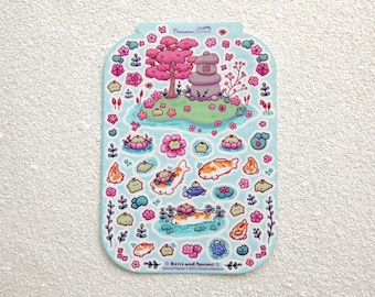 Kiwi and Sprout  | Glittery Sticker Sheet