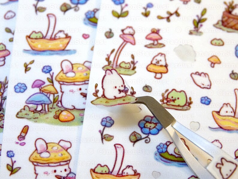 Glitter Textured Ribbit Rabbit Borderless Small Stickers Small Stickers Mini Stickers image 6