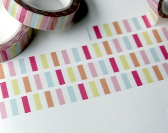 Red, Yellow, Orange, Pink, Blue, and White Stripes | Striped Washi Tape | 1cm Washi Tape | Cute Washi Tape