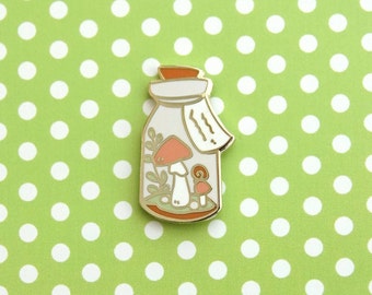 Cute Mushroom Bottle | Terrarium Enamel Pin