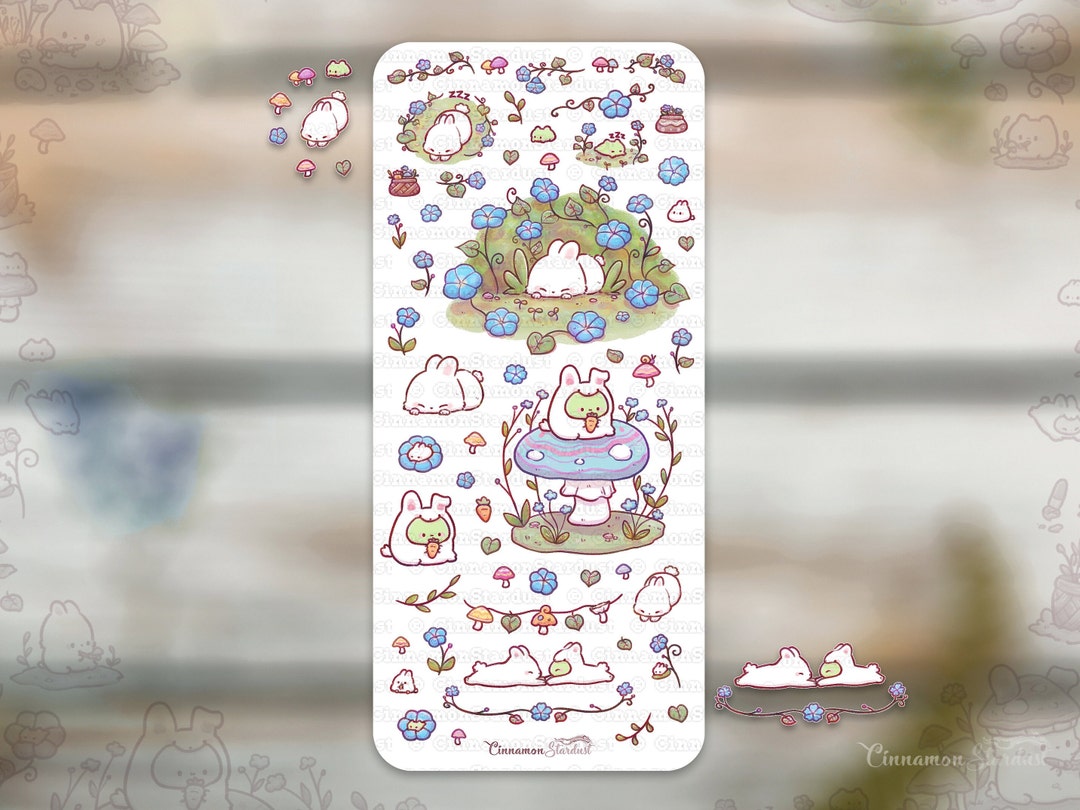 Glittery Stickers | Ribbit Rabbit | Borderless Small Stickers | Small ...
