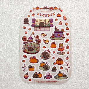 Pegatinas brillantes / Gigi, Naturaleza y Calabazas - Hoja n.° 1