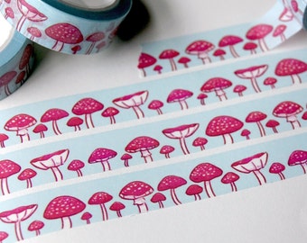 Cute Mushroom Washi Tape | Red Mushroom Washi Tape | 1.5cm Washi Tape | Cottage Core Washi Tape