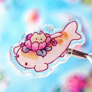 Cute Koi Fish and Froggy Epoxy Acrylic Pin | Acrylic Pin | Cute Pin | Kiwi and Sprout Pin | Cute Froggy Pin | Cute Koi Fish Pin