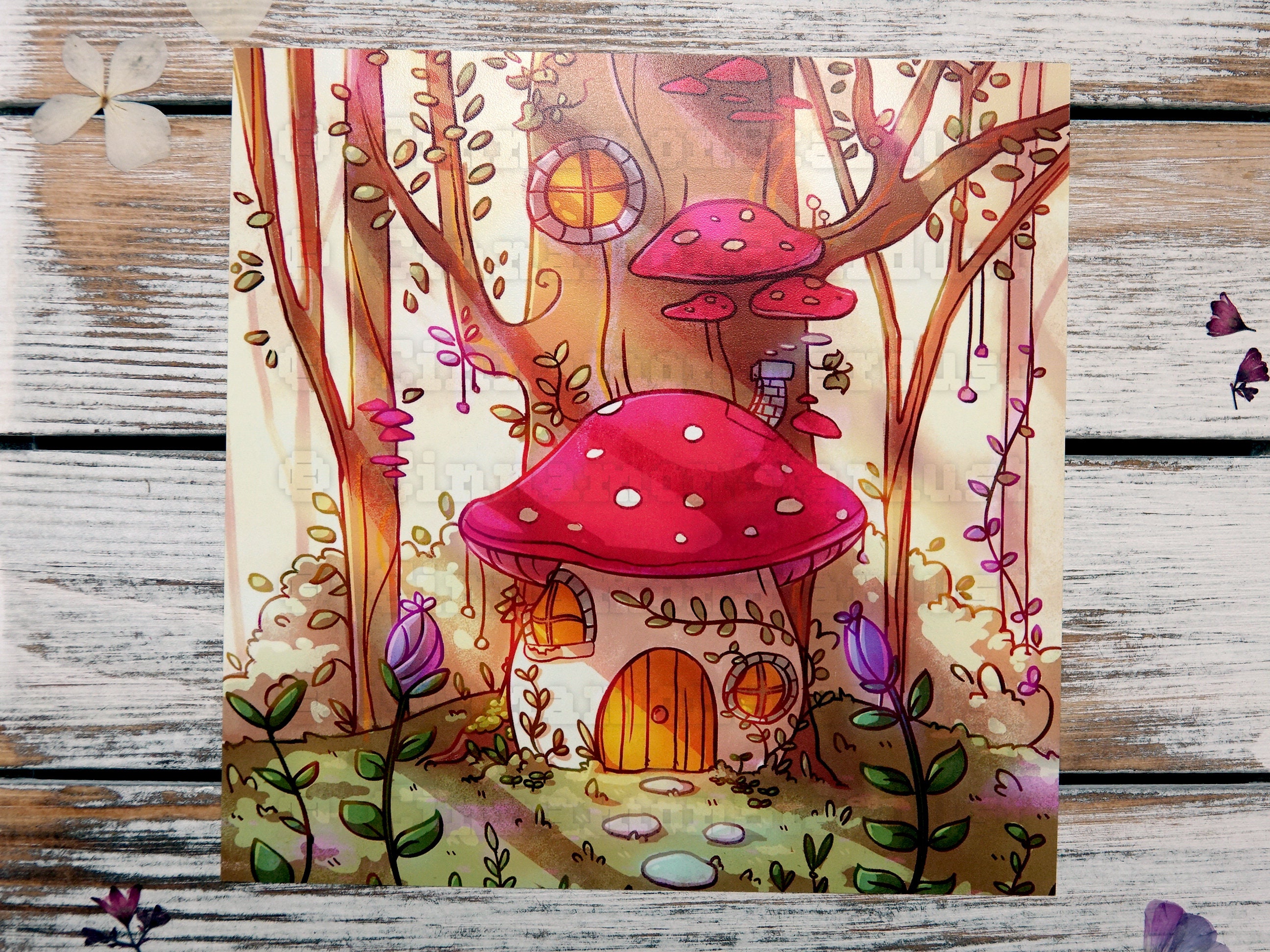 Mushroom Cottage Art Print | Mushroom House | Cottage Core - Etsy