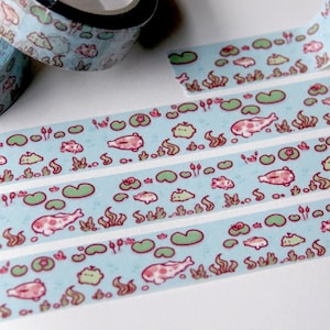 Cute Froggy And Koi Fish Washi Tape | Sprout The Frog | Kiwi The Koi Fish | Koi Fish Washi Tape | 1.5cm Washi Tape