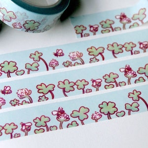 Cute Bees and Clovers Washi Tape | 1.5cm Washi Tape | Cute Spring Washi Tape