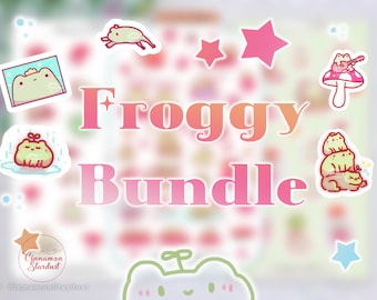Bundle #1: Cute Frogs | Froggy | Frogs | Frog Sticker | Frog Planner Stickers | Journal Stickers | Cute Frog Sticker Sheet | Frog Stickers