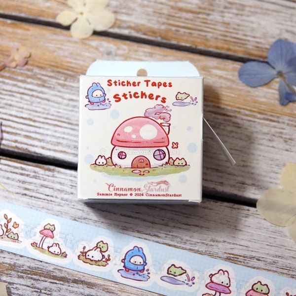 Ribbit Rabbit | Cute Frog and Rabbit Stickers | Sticker Tape | Box Of Stickers | Stickers Tapes Stickers Box