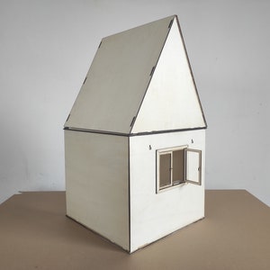 Two-story Wooden Dollhouse. Miniature Doll Room With Window. DIY Cozy Dollhouse for 12-inch ...
