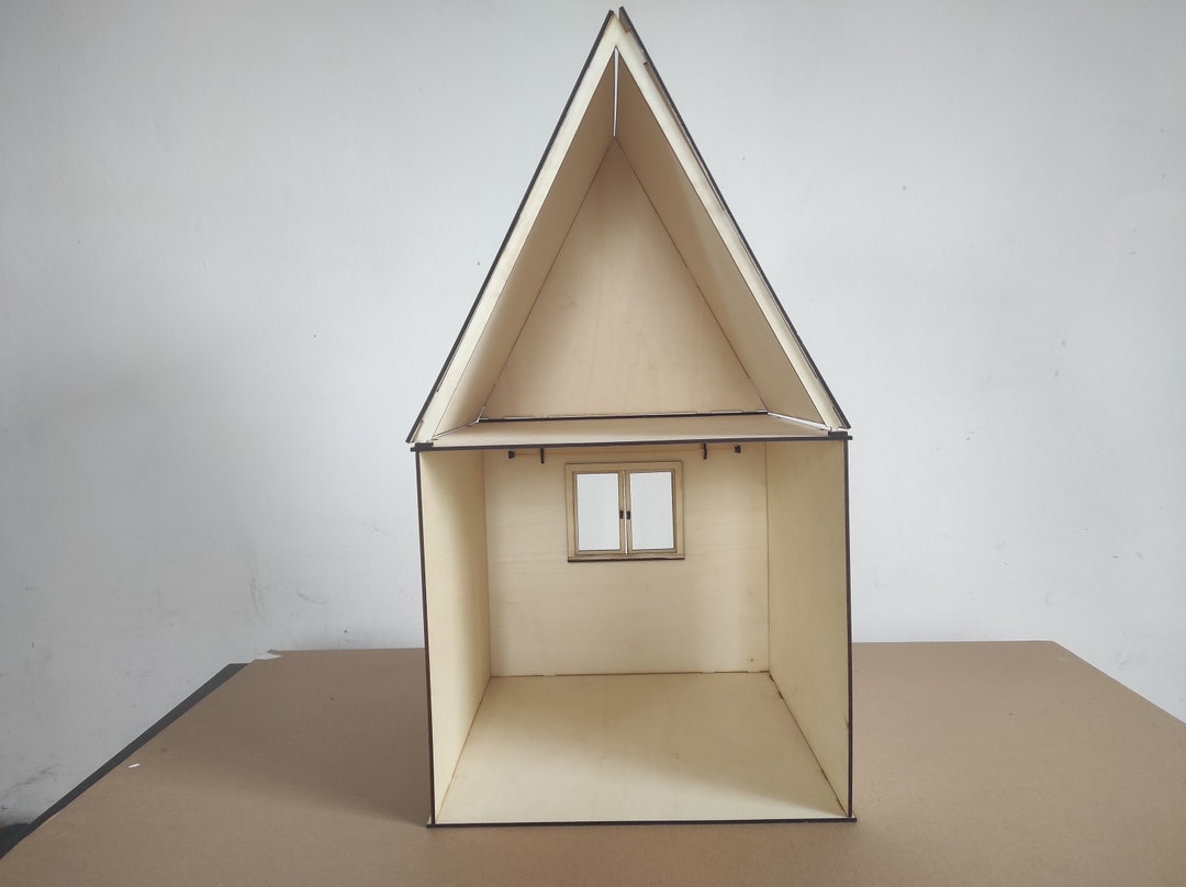 Two-story Wooden Dollhouse. Miniature Doll Room With Window. DIY Cozy Dollhouse for 12-inch ...