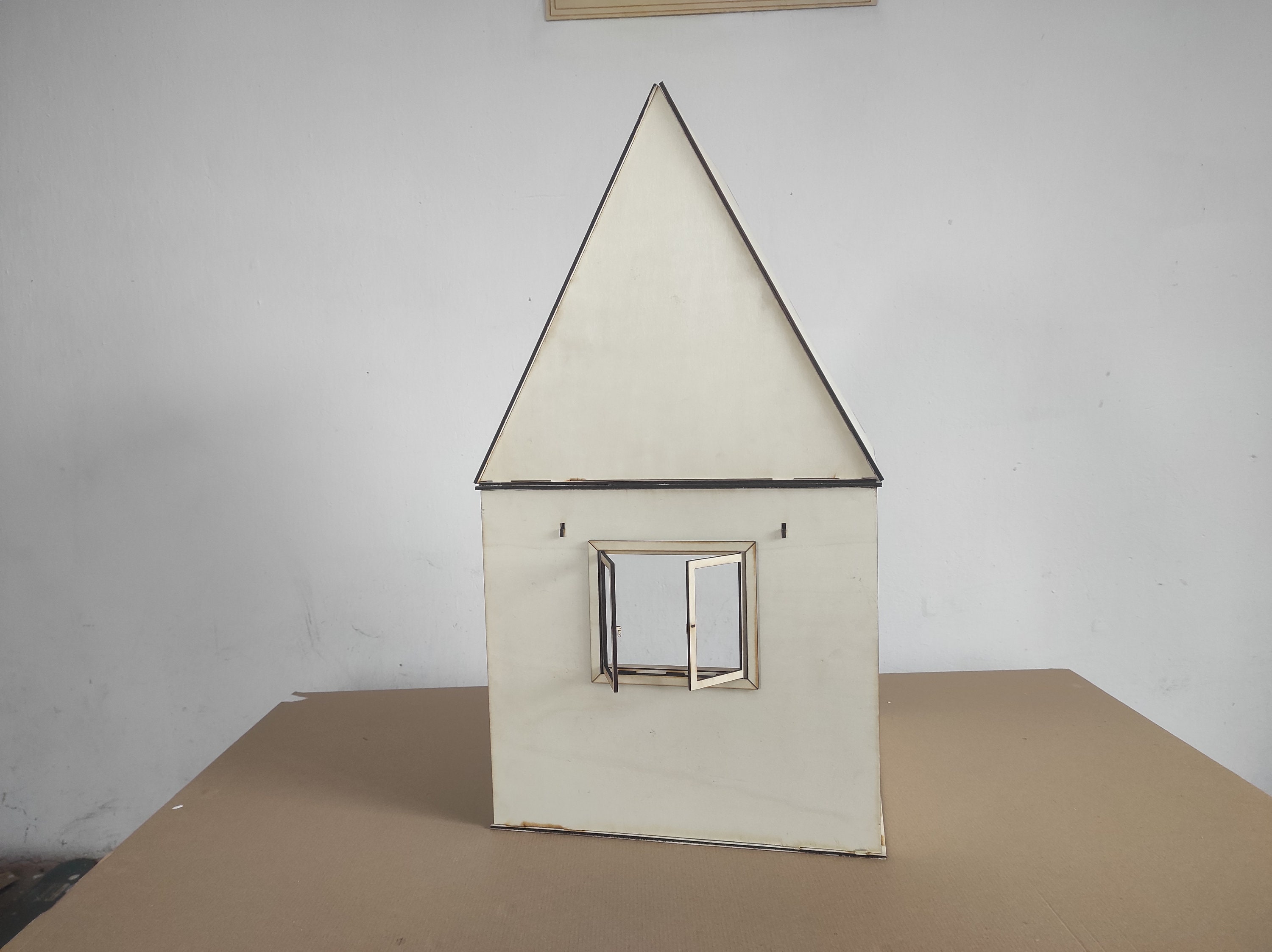 Two-story Wooden Dollhouse. Miniature Doll Room With Window. DIY Cozy Dollhouse for 12-inch ...