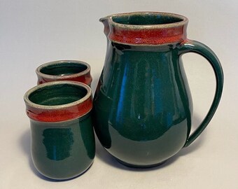 Handmade Ceramic Pitcher, Cup Set