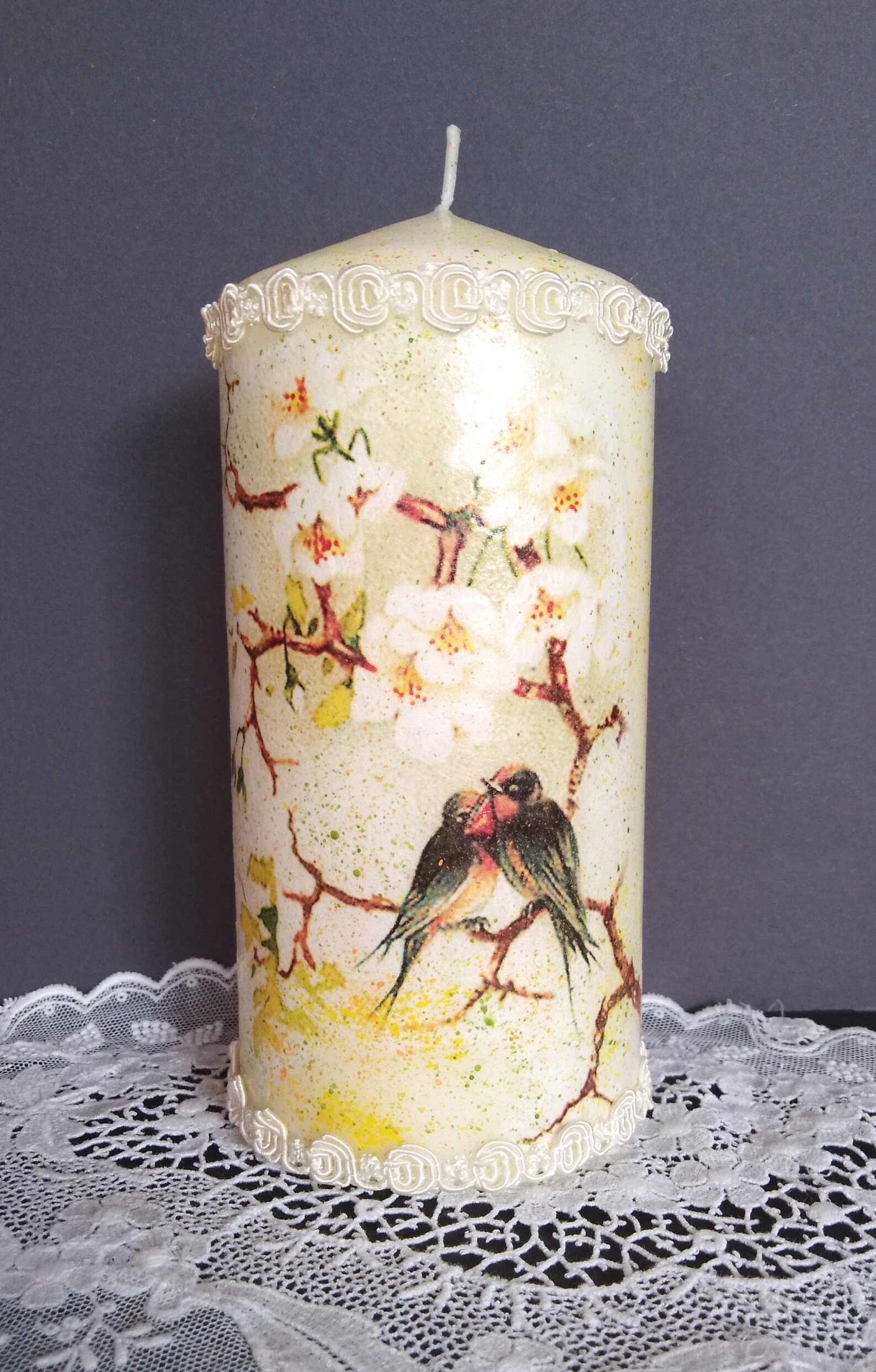 Decorative Candle With Swallow Hand Decorated Birds Candle Etsy