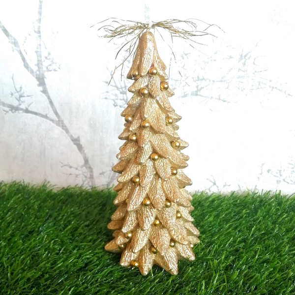 Gold Christmas candle, Christmas Tree, Christmas gift and home decoration, Christmas table ornament, Customized gift, Gift packing available