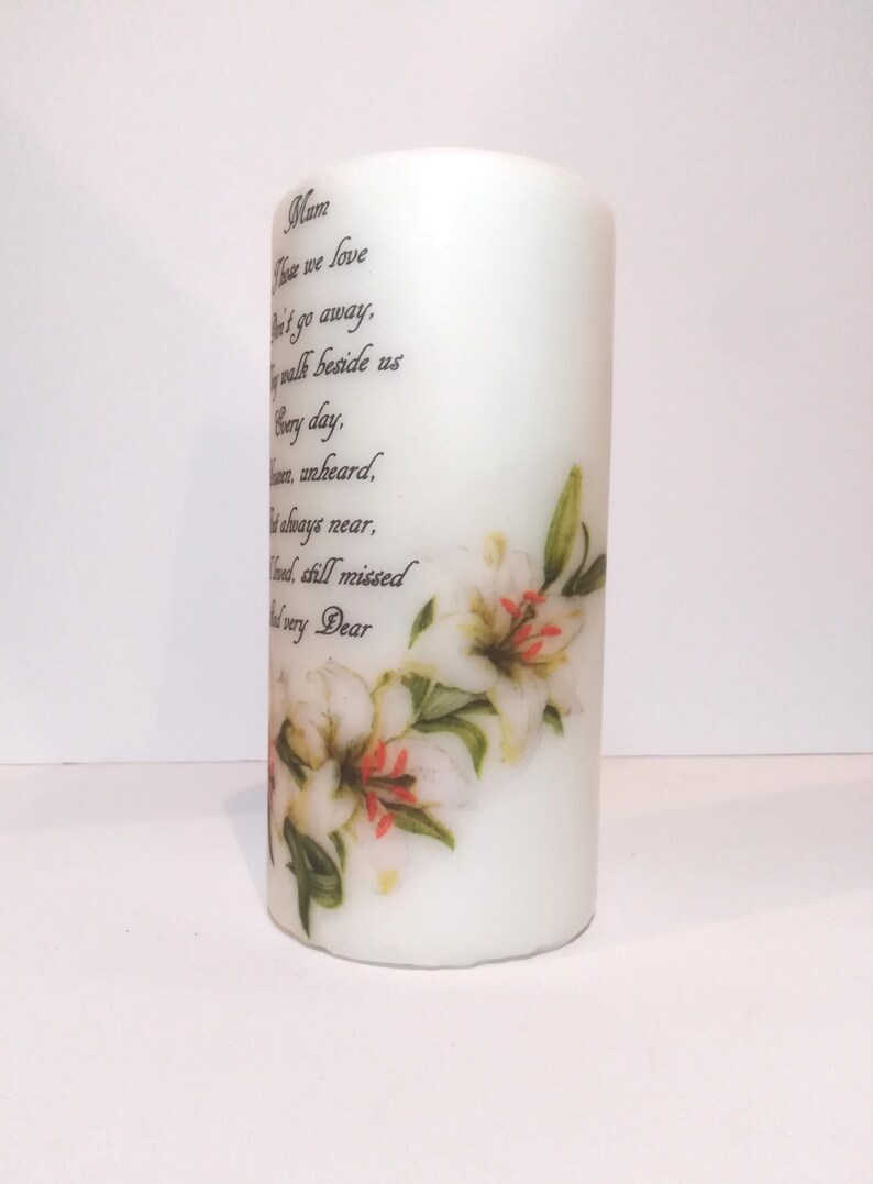 Memorial Candle, Funeral Poem Verse Remembrance Keepsake Decoupage