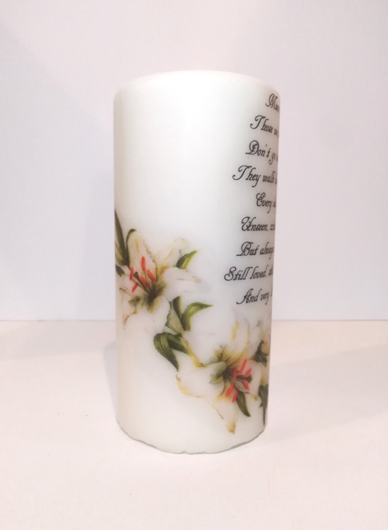 Memorial Candle, Funeral Poem Verse Remembrance Keepsake Decoupage