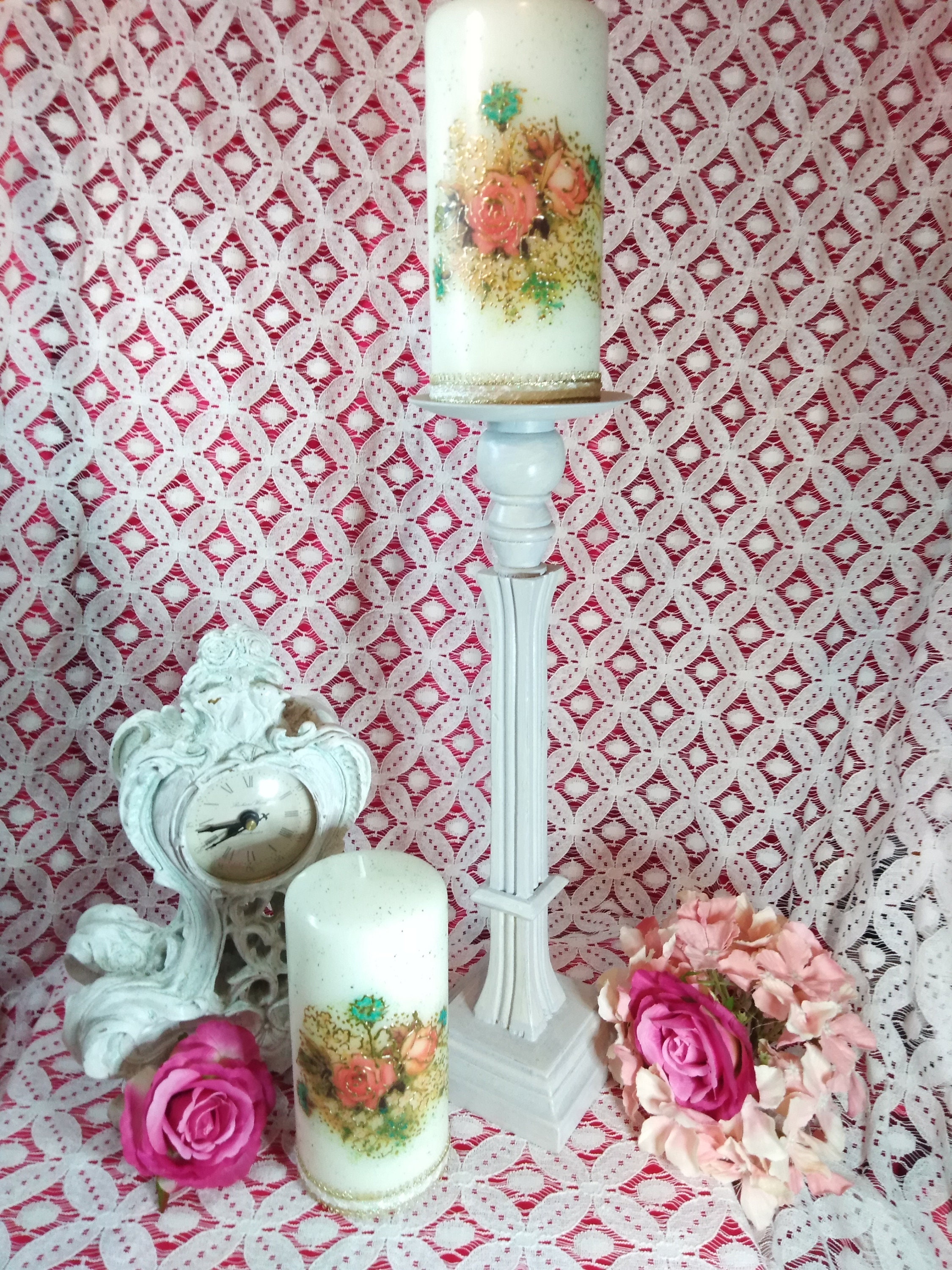 Kirchenkerzen 3d bemalte Kerze Säule Kerze Decoupage Kerze | Etsy