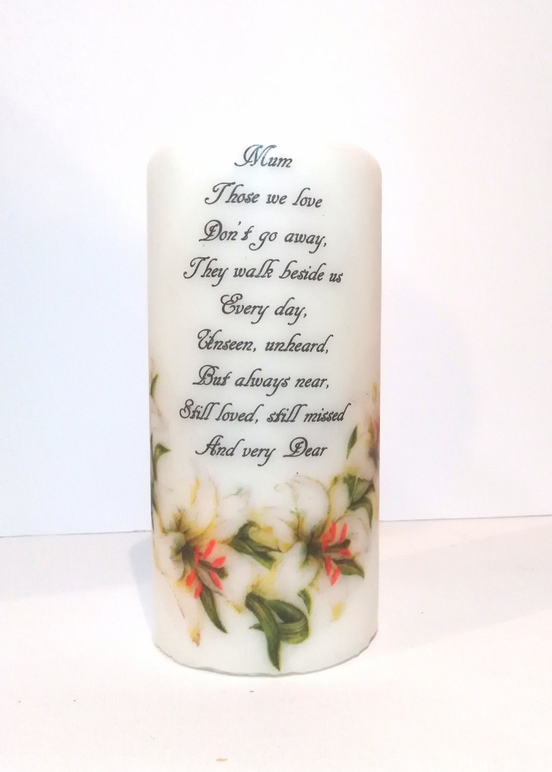 Memorial Candle, Funeral Poem Verse Remembrance Keepsake Decoupage