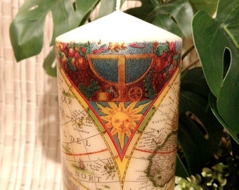 Pillar candle with map, Globe candle, Decorative paraffin wax candle, Customized gift candle, Home decoration, Birthday gift