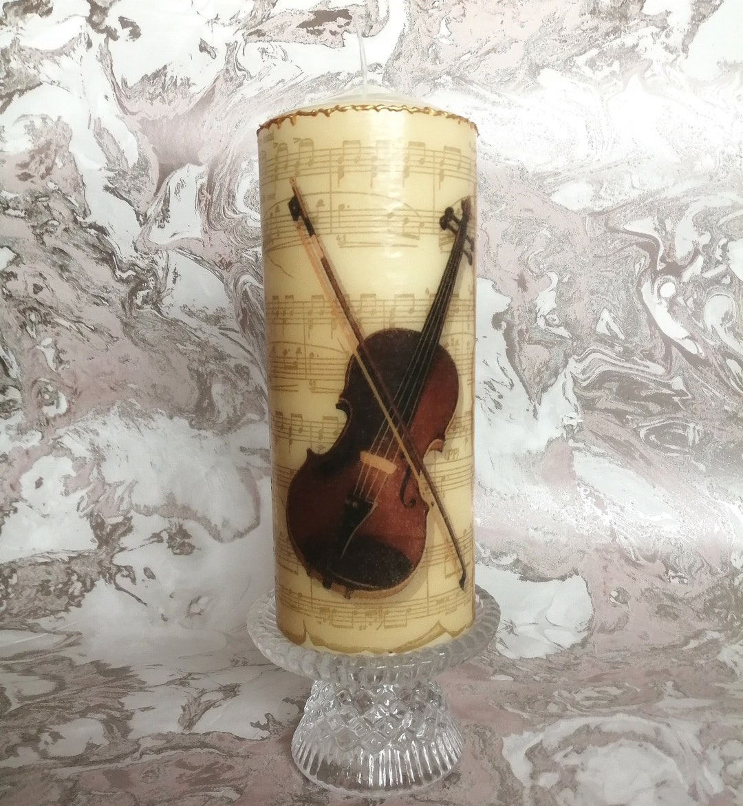 Violin Candle Music Themed Candle Large Candle With Violin Etsy