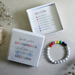 Buntes Armband mit Dankeskarte für Erzieherin, Abschiedsgeschenk
