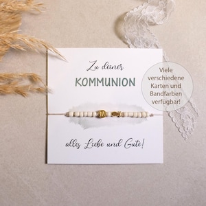 Armband zur Kommunion | Fisch | Ichthys | Perlenarmband | personalisierbares Geschenk | | Firmung | Konfirmation | Glückwunschkarte