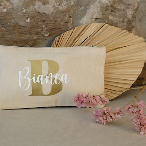 Bedrucktes Kosmetiktäschen aus Canvas, Personalisiertes Geschenk Erzieherin, Lehrerin, Abschiedsgeschenk