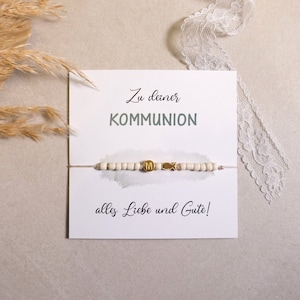 Communion bracelet, with fish, pearl bracelet customizable communion gift, greeting card