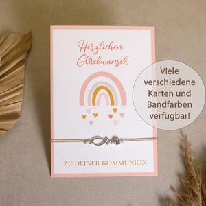 Armband zur Kommunion | mit Fisch Ichthys | personalisierbar | Geschenkidee | Firmung | Konfirmation | Glückwunschkarte
