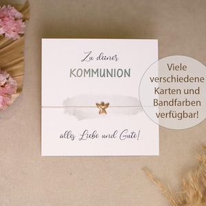 Armband zur Kommunion, mit Engel, Geschenk Kommunion, Glückwunschkarte