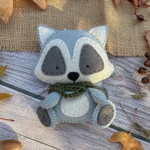 Felt Crafted Raccoon Lover Gift, Small Felt Toy, Baby Shower Gift, Handcrafted Plush, Cute Raccoon Toy, Woodland Nursery