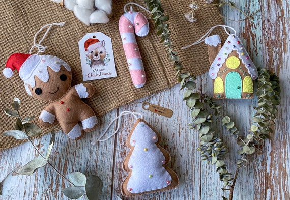 Felt Christmas Ornament: Handmade Gingerbread Man Tree Decoration