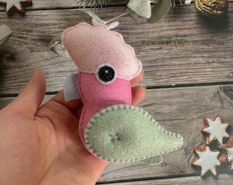 Handmade Felt Galah Bird Toy: Australian Animal Ornament