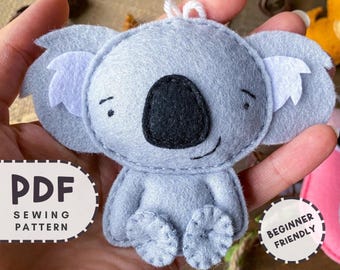 Koala Pdf Pattern Australian Animals Felt Sewing Plush Toy Pattern Instant Download