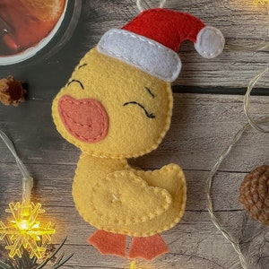 Christmas Duckling Ornament, Felt Duckling Toy, Felt Christmas Decor, Handmade Xmas Duck Tree Decoration, Xmas Duck Ornament