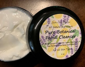 Botanical Facial Cleanser Pure Botanical Facial Cleanser With Fruit Extracts Natural Facial Cleanser For All Skin Types 4 or 8 ounce Jars