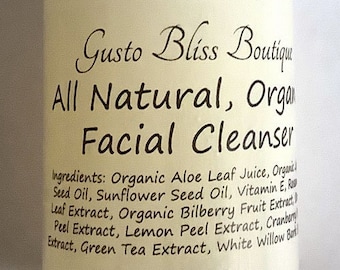 Facial Cleanser Creamy Lotion All Natural Organic With Jojoba Oil Aloe Vera Vitamin  E Hyaluronic Acid For All Skin Types