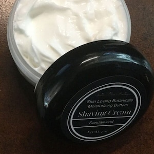 Low Foaming Shaving Cream: Botanical Extracts, Aloe & Coconut Oil - 4 oz Scented or Non