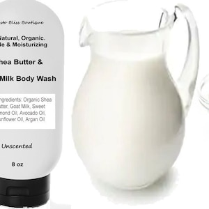 Shea Butter and Goat Milk Body Wash All Natural and Organic Super Moisturizing For All Skin Types Choose Size and Scent