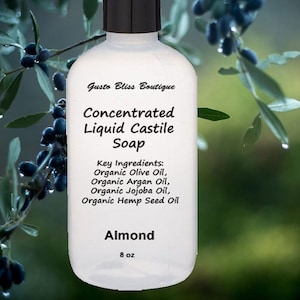 Organic Liquid Castile Soap: Concentrated Multi Purpose Cleaner, 8 oz, Scented or Non