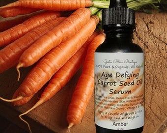 Organic Carrot Seed Oil Serum: Natural Face, Hair & Body Moisturizer (1 oz)